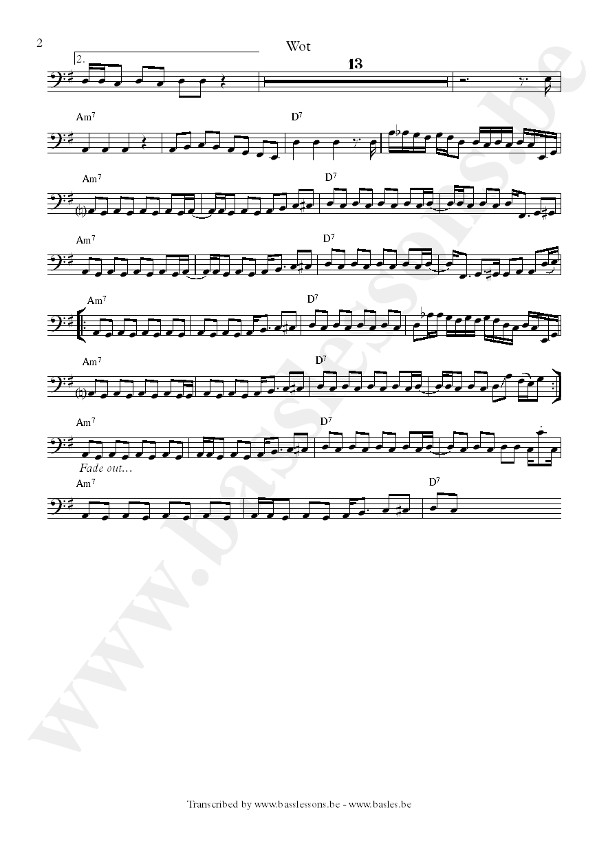 Captain sensible wot bass transcription part 2