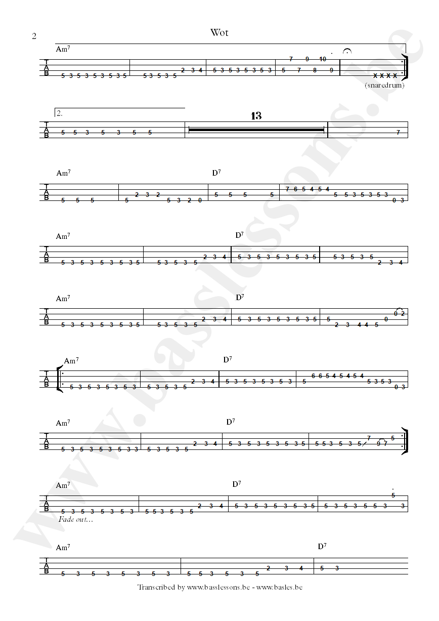 Captain sensible wot bass tab part 2