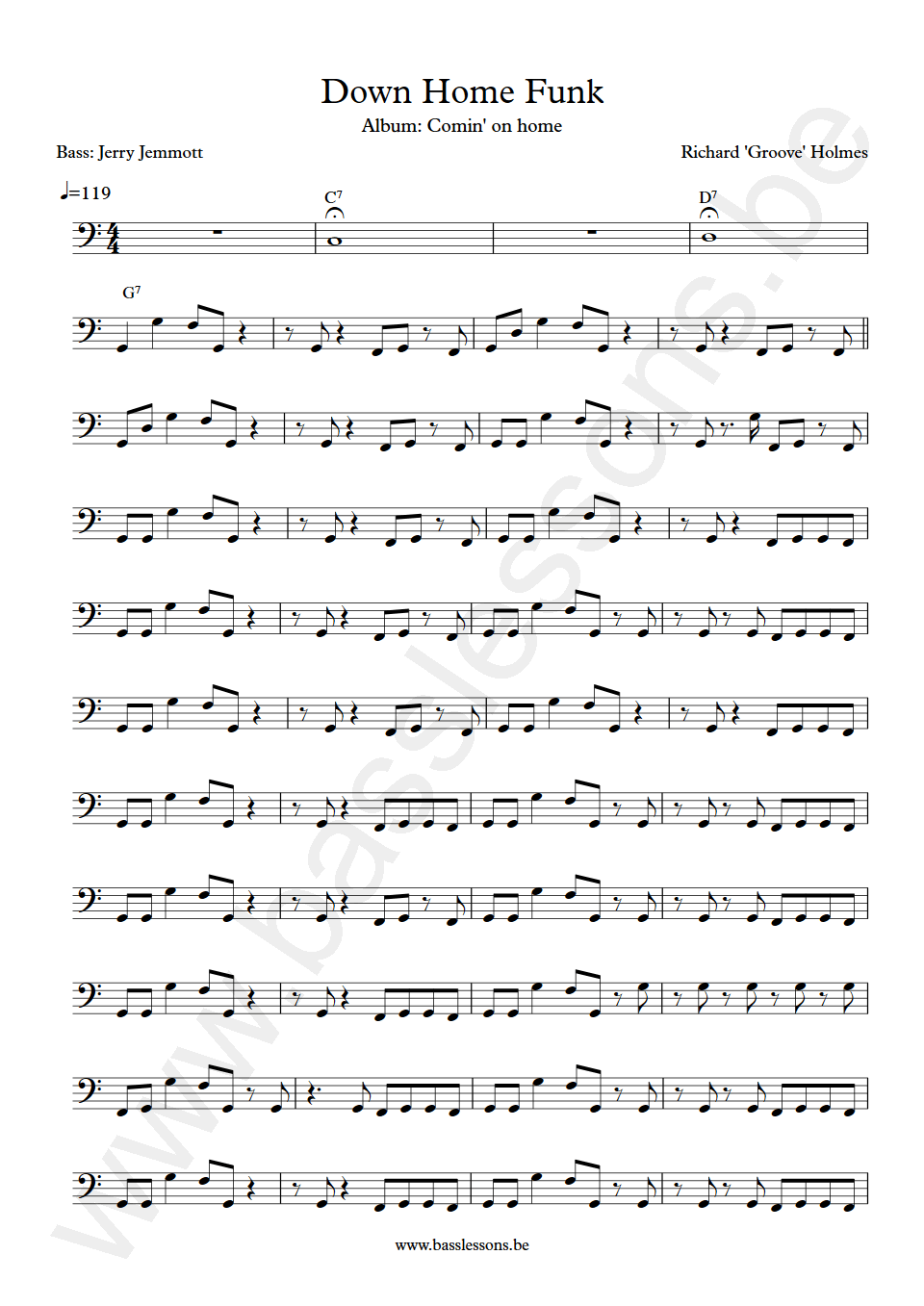 Jerry jemmott down home funk bass transcription