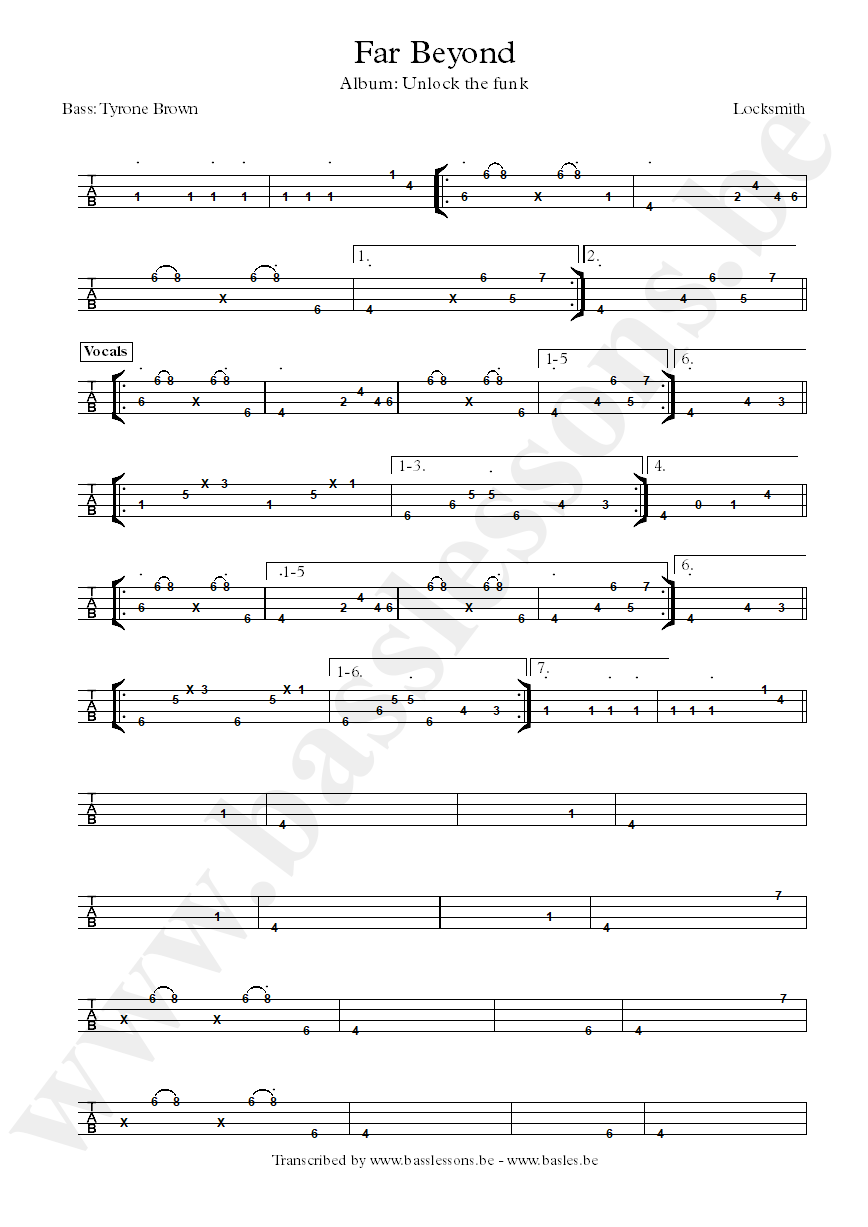 locksmith far beyond bass tab