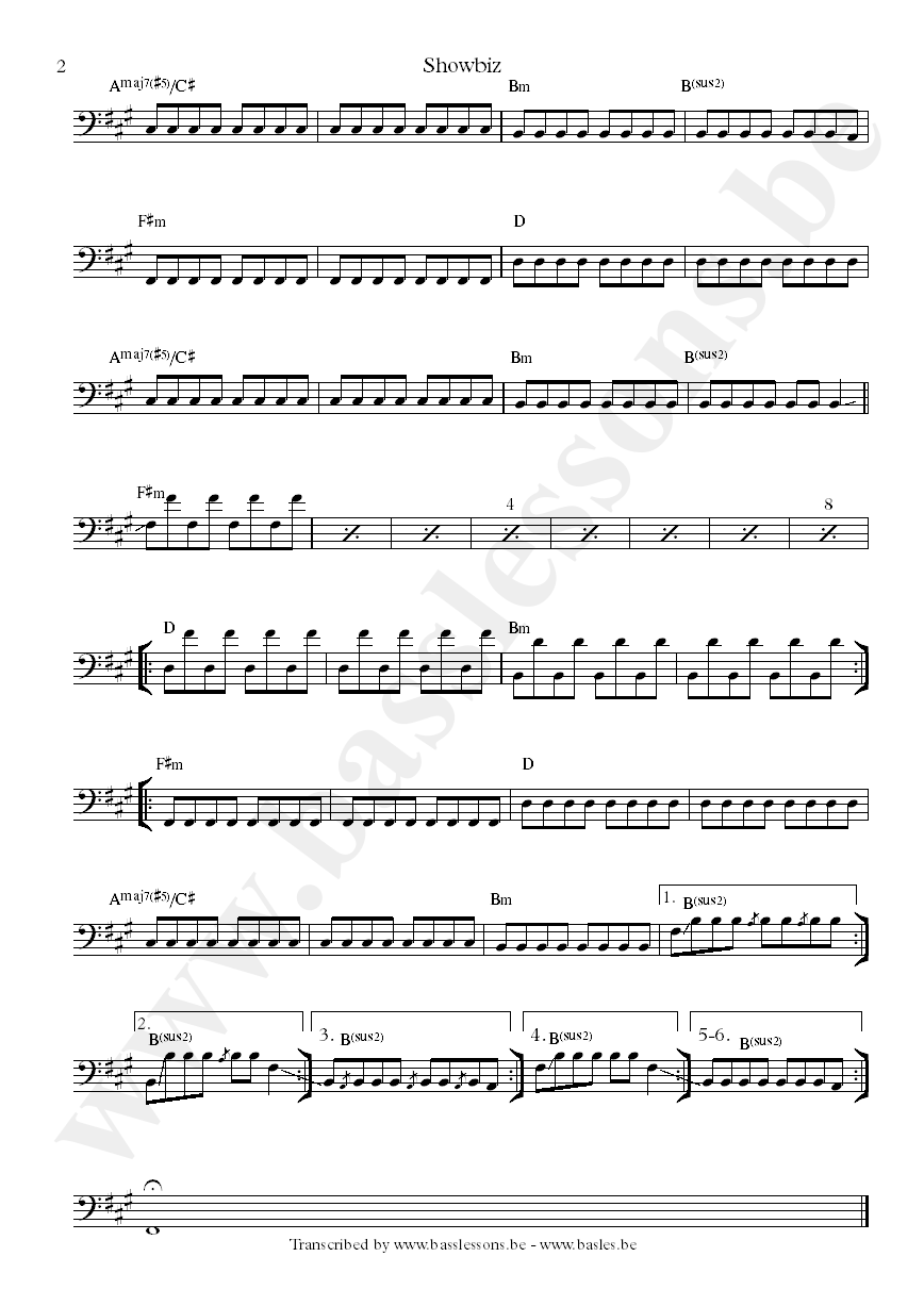 Muse showbiz bass transcription part 2