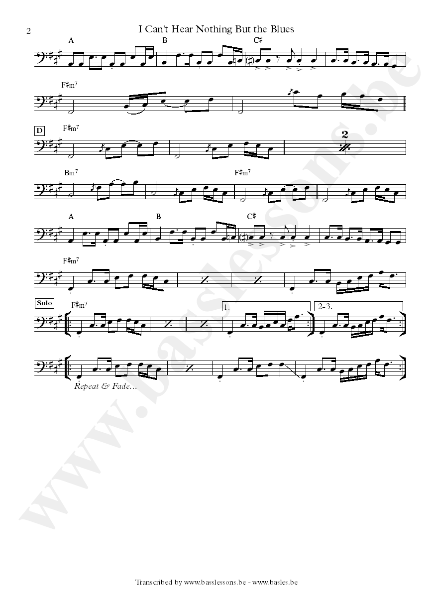Albert king I can't hear nothing but the blues bass transcription part 2