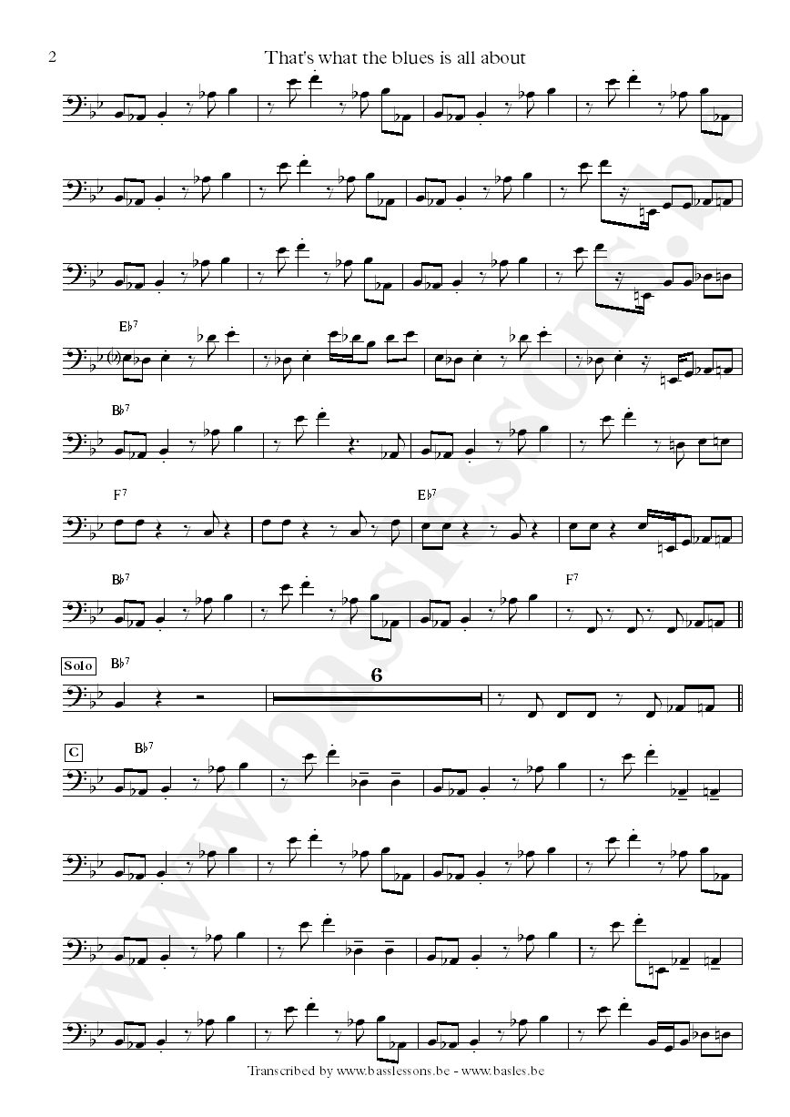Albert KIng thats what the blues is all about bass transcription part 2
