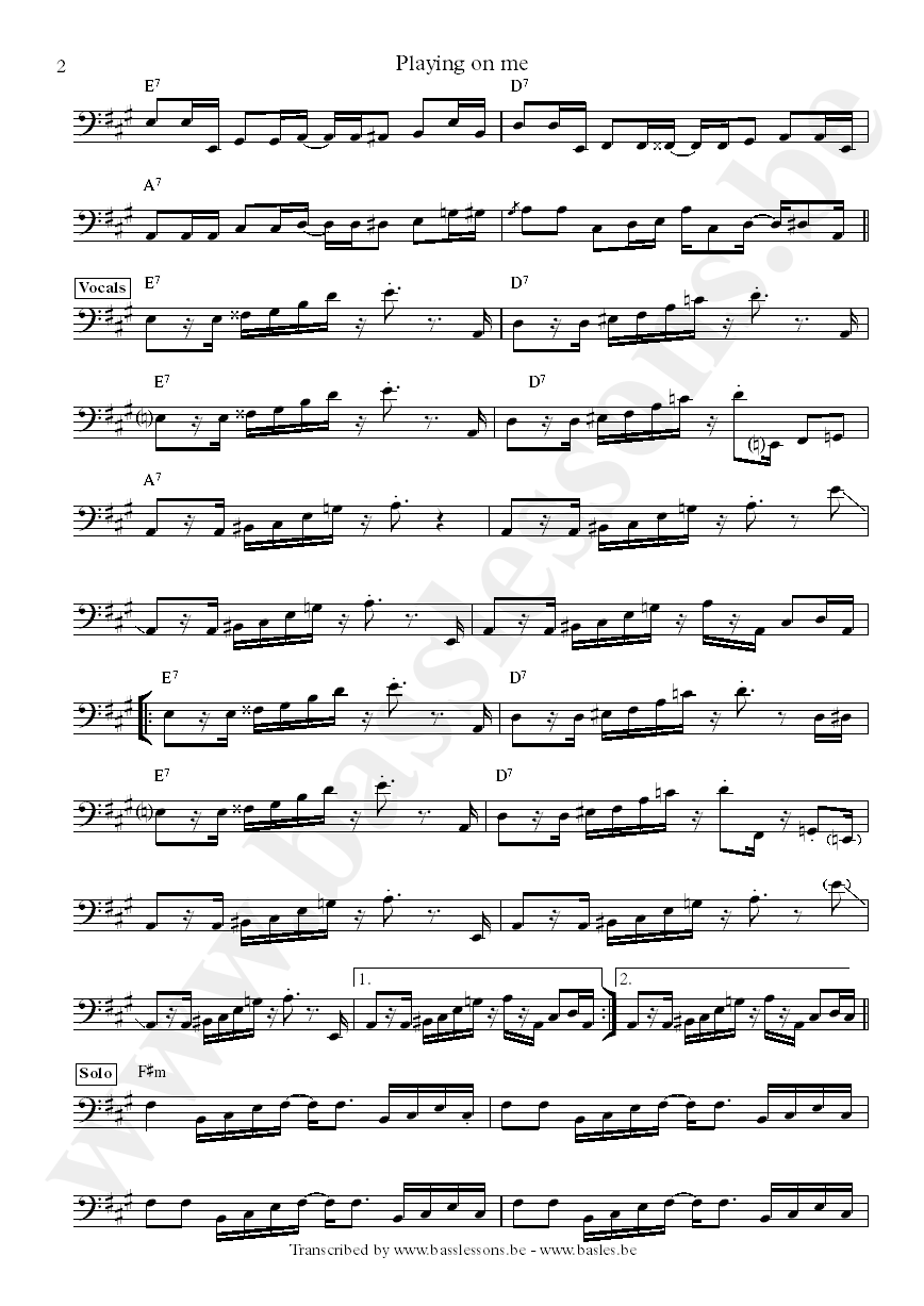 Albert king playing on me bass transcription part 2