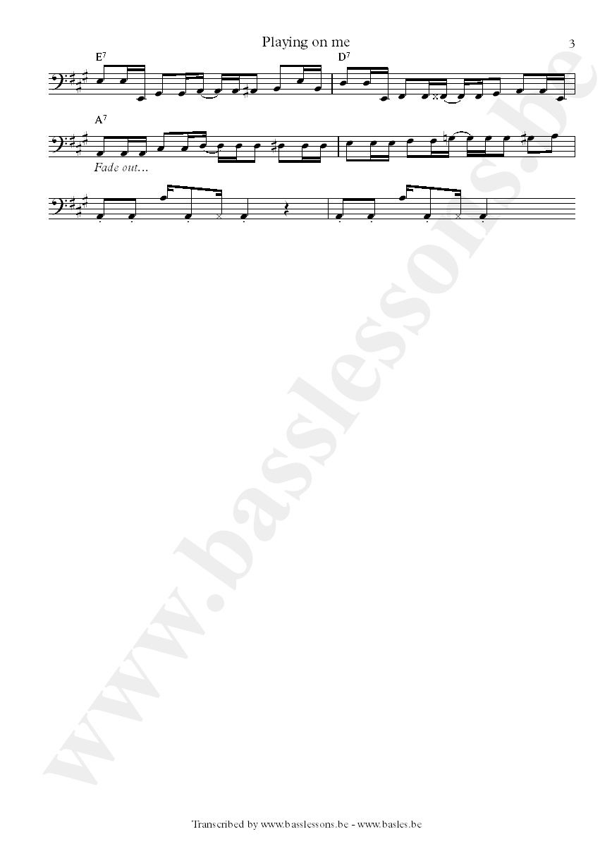 Albert king playing on me bass transcription part 3