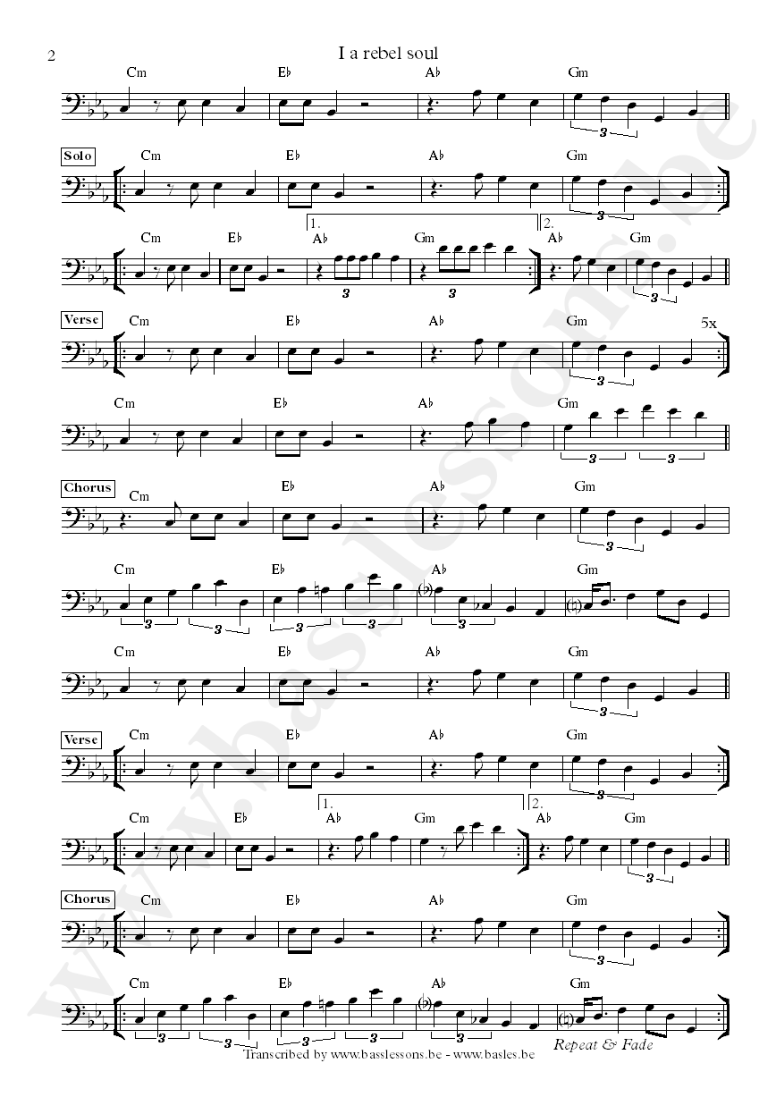 aswad i a rebel soul bass transcription part 2