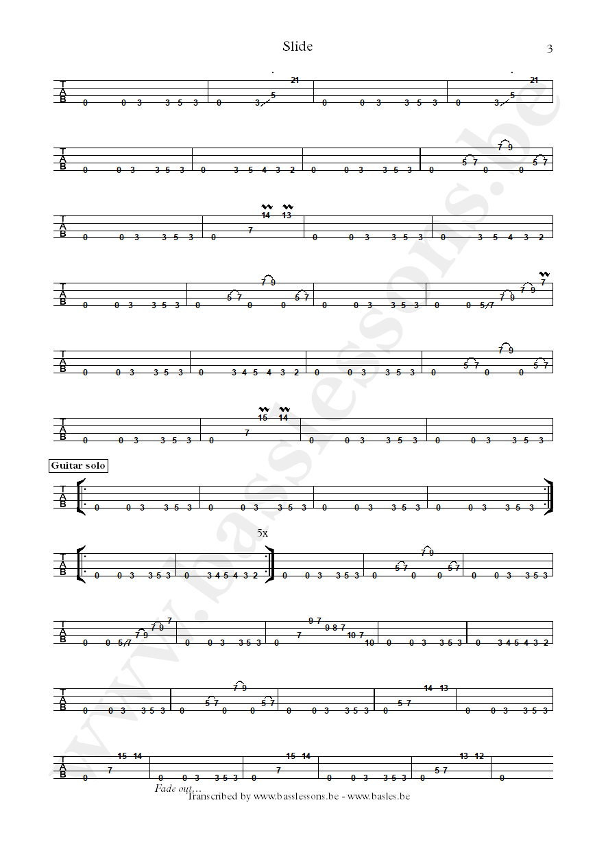 Slave slide bass tab part 3
