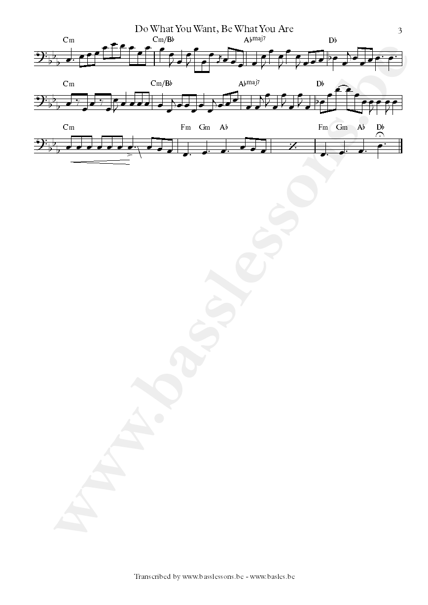 Daryl hall do what you want bass transcription part 3