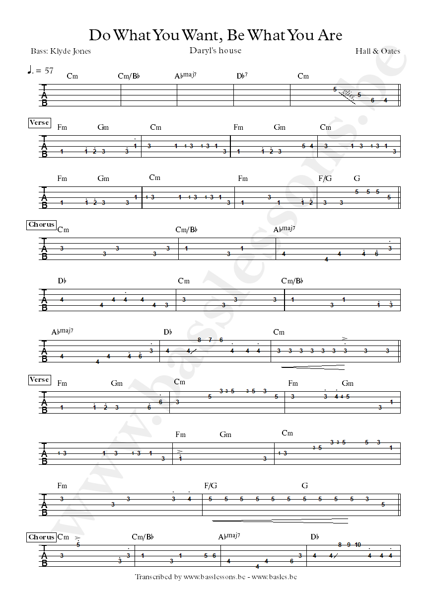 Daryl hall do what you want bass tab