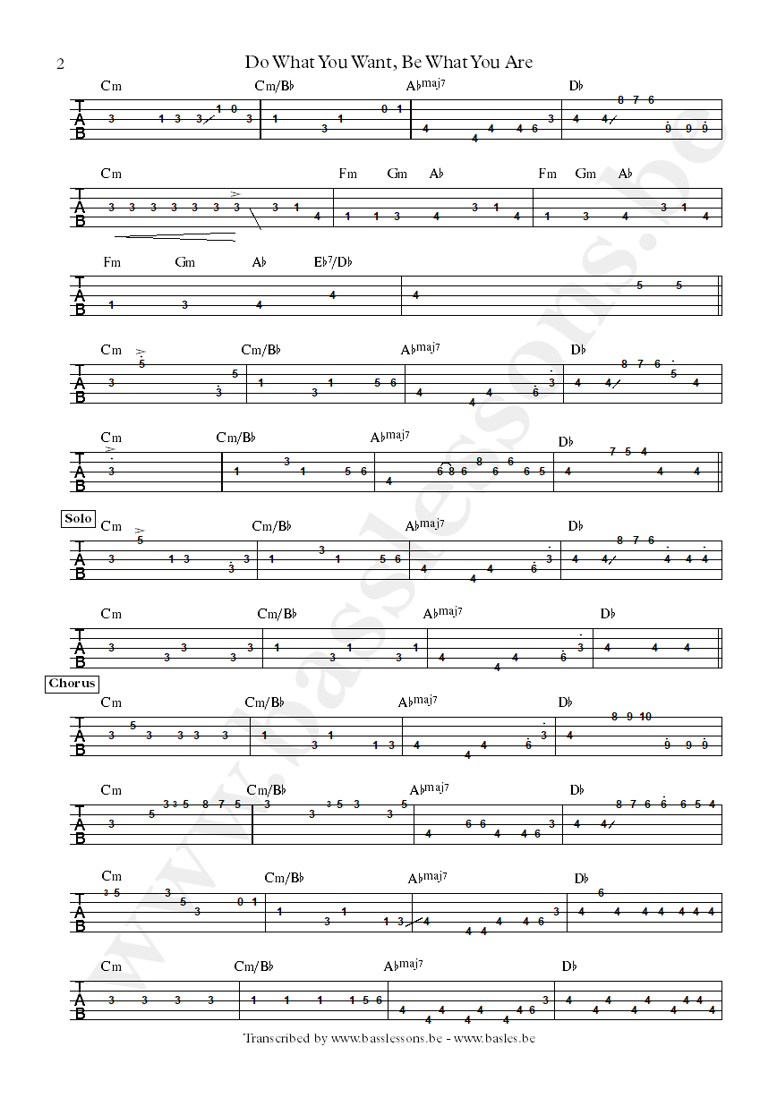 Daryl hall do what you want bass tab part 2