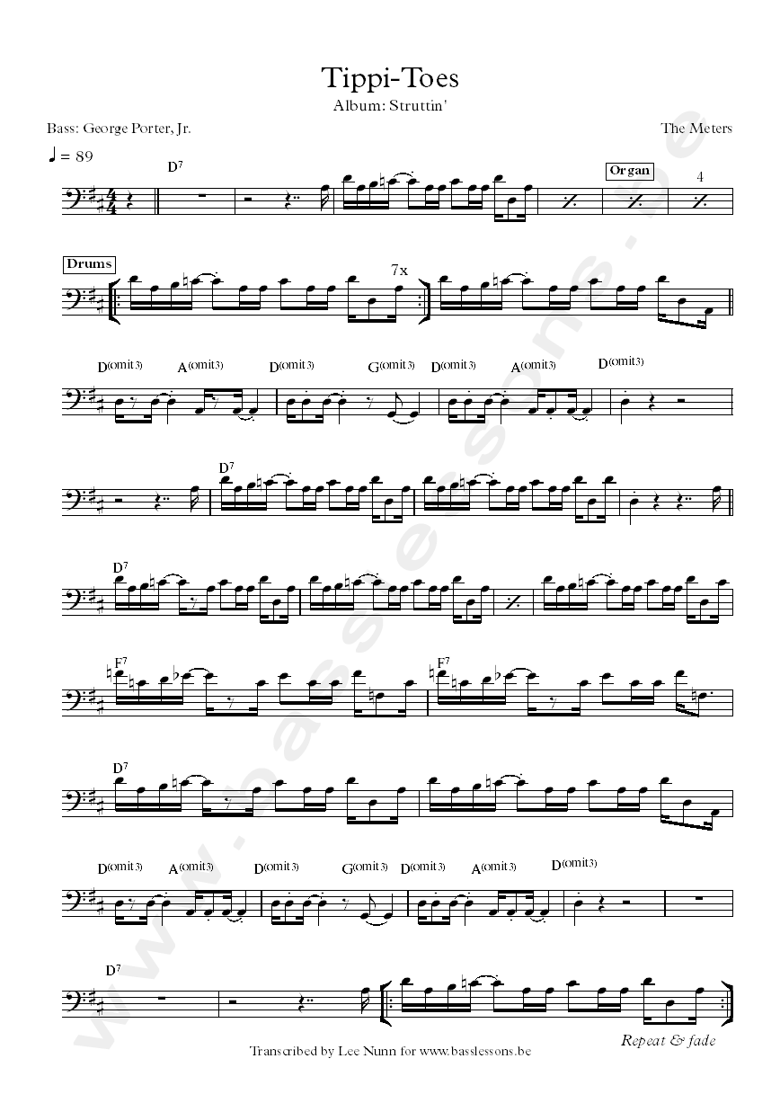 The meters tippi toes bass transcription