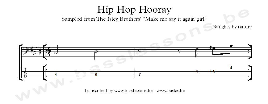 naughty by nature hip hop hooray bass transcription