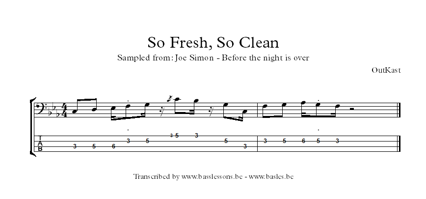 Outkast so fresh so clean bass transcription