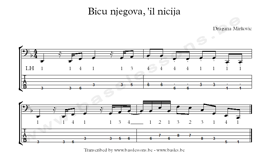 Dragana Mirkovic Bicu njegova bass transcription
