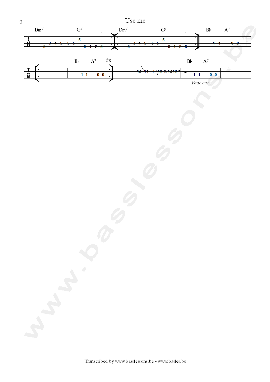 grace jones use me robbie shakespeare bass tab part 2