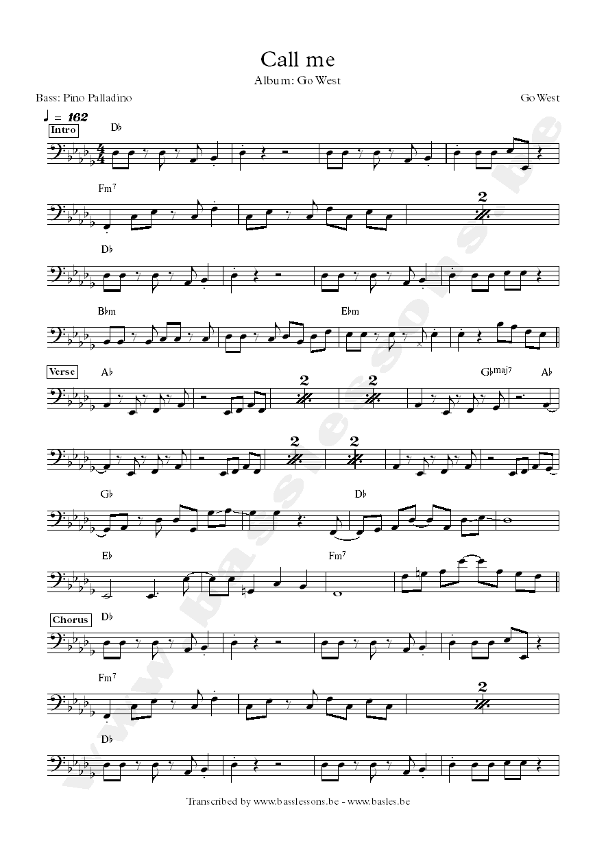 Go west call me pino palladino bass transcription