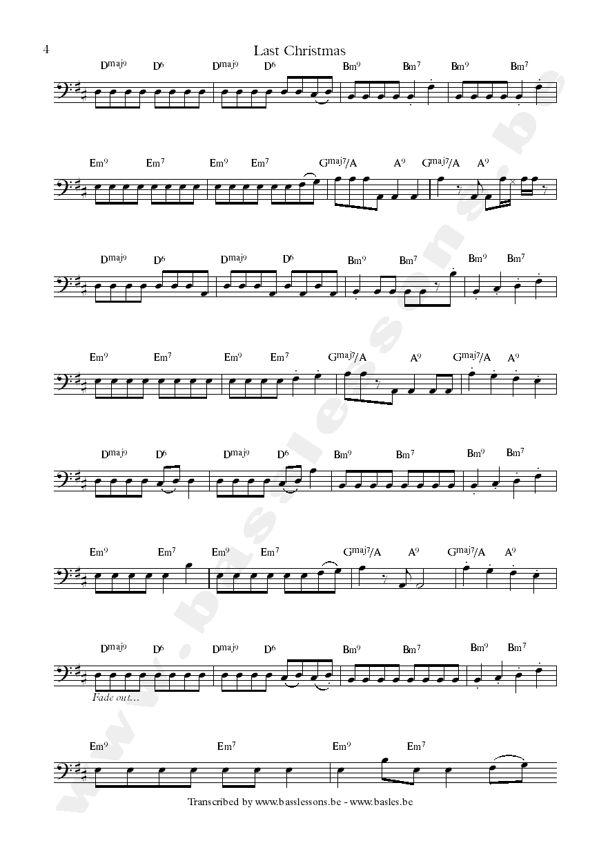 Wham last christmas bass transcription deon estus part 4