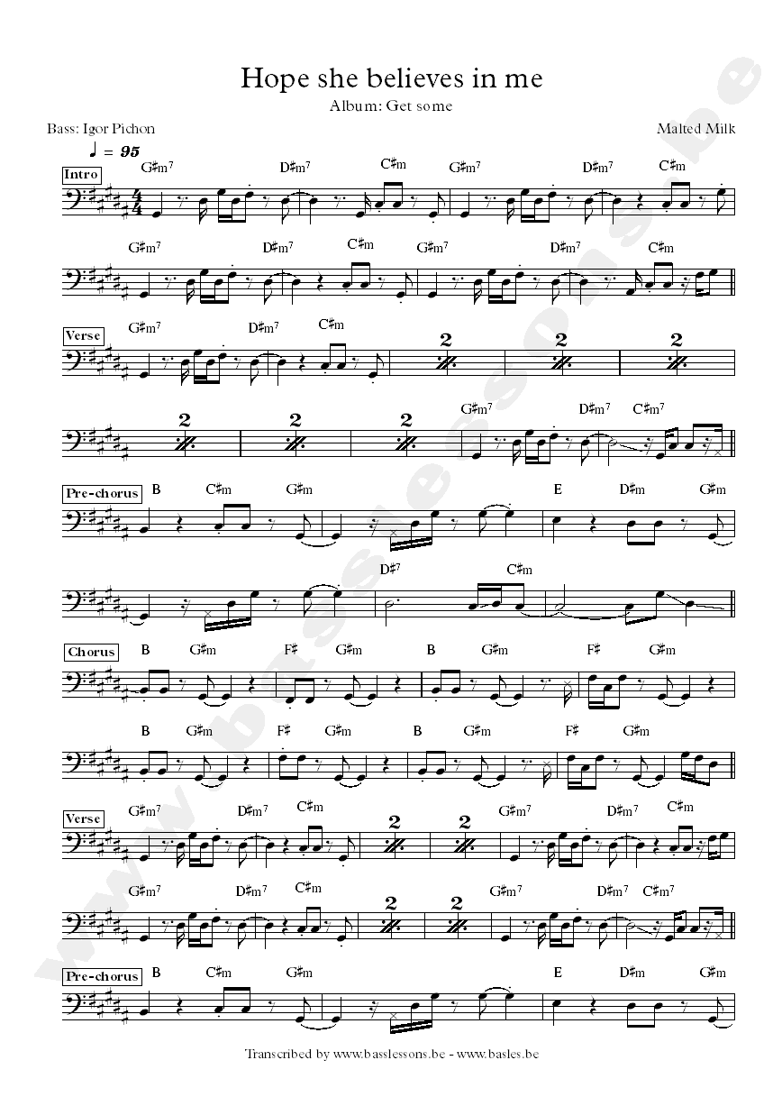 Malted milk hope she believes in me bass transcription