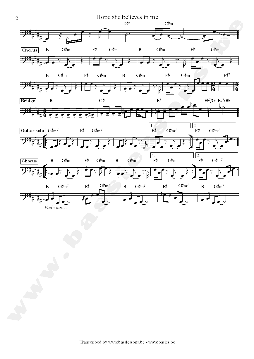 Malted milk hope she believes in me bass transcription part 2