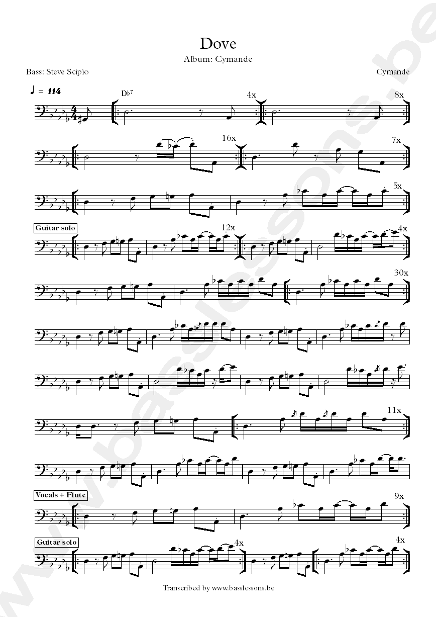 Cymande dove bass transcription