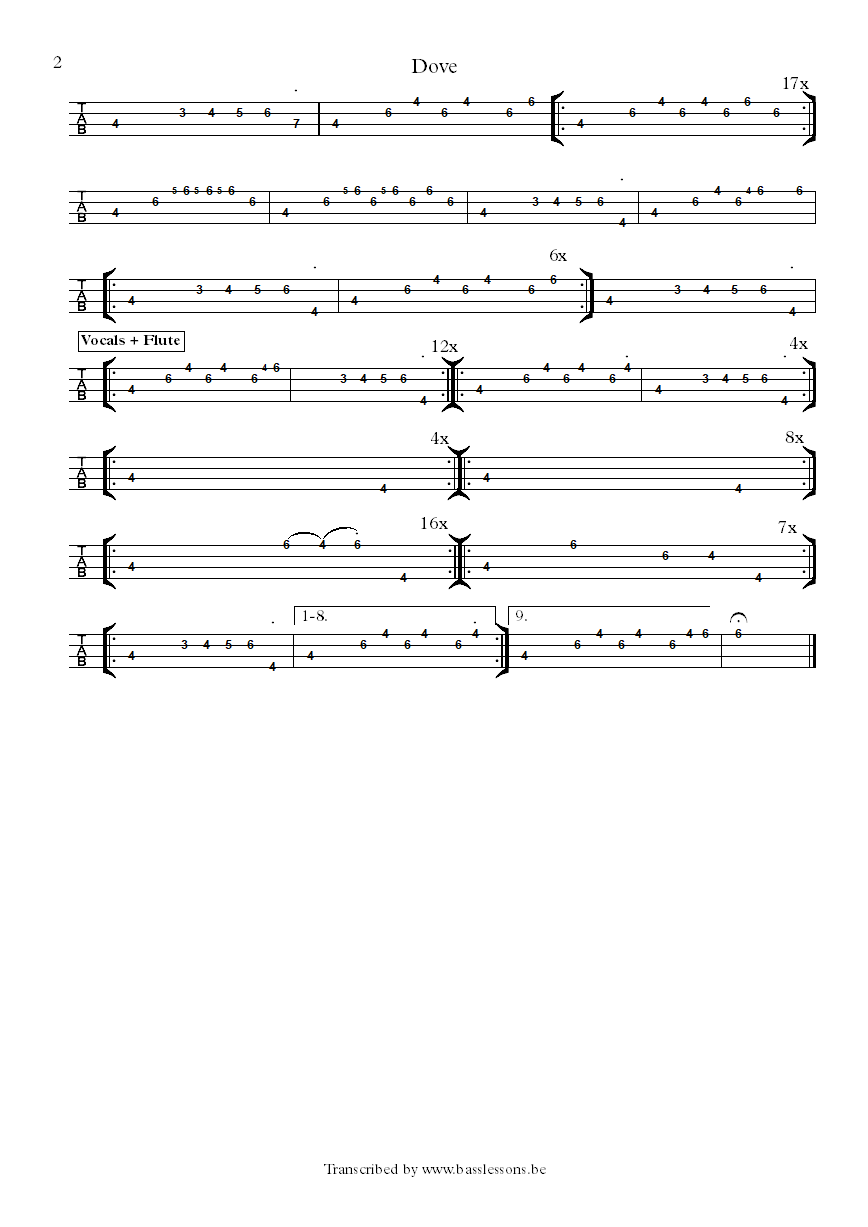 Cymande dove bass tab part 2