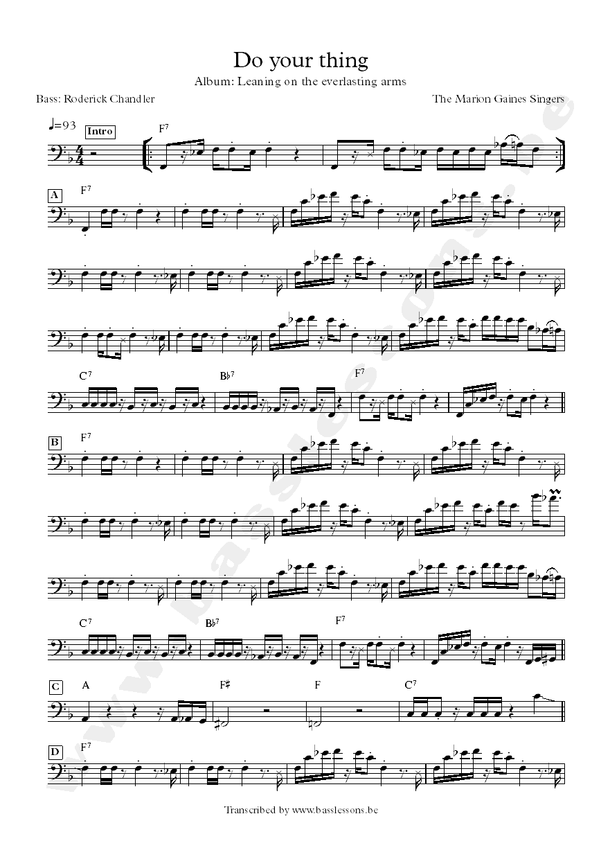 Marion gaines singers bass transcription