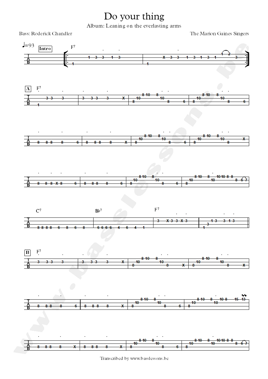 Marion gaines singers bass tab