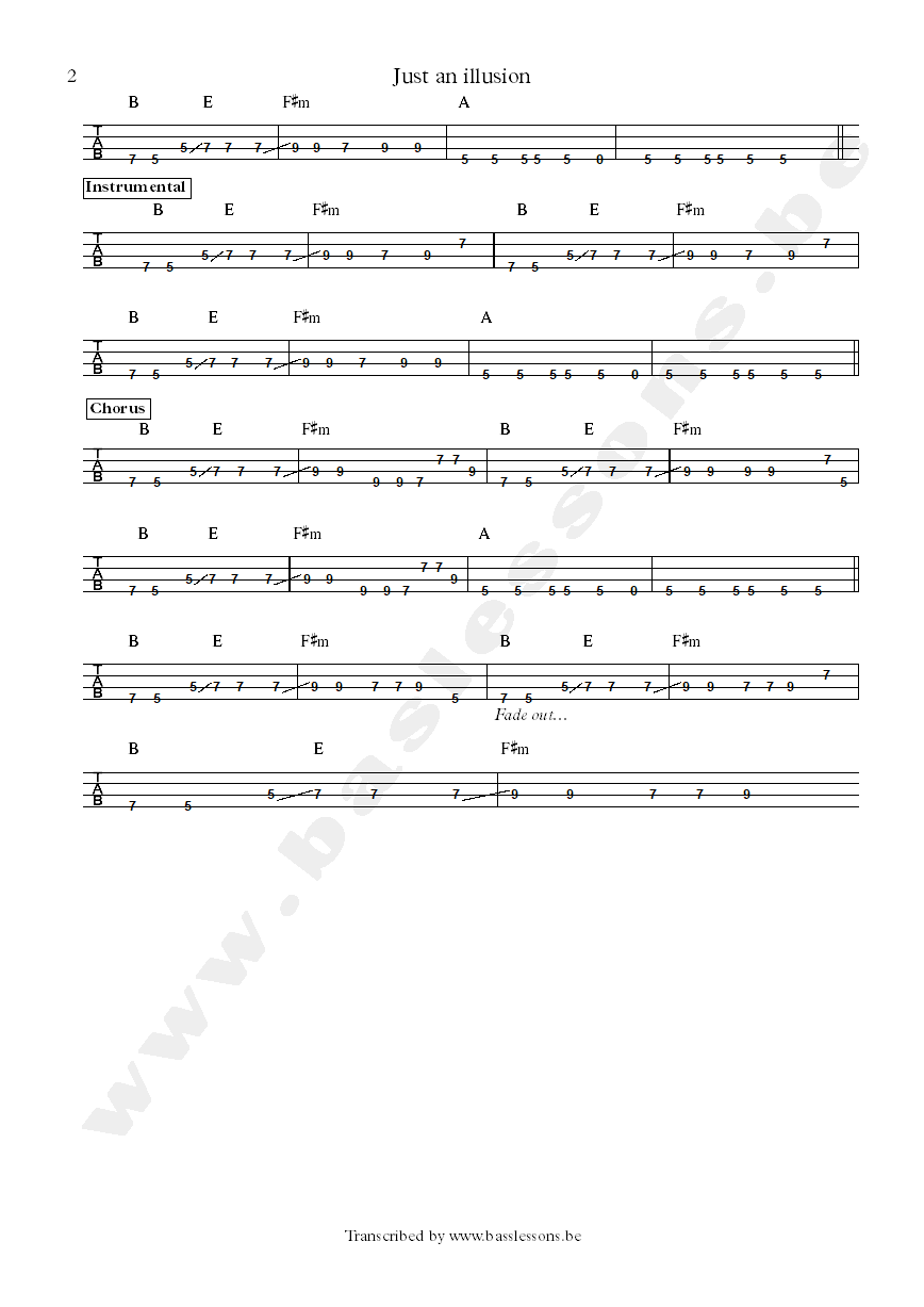 Imagination just an illusion bass tab part 2