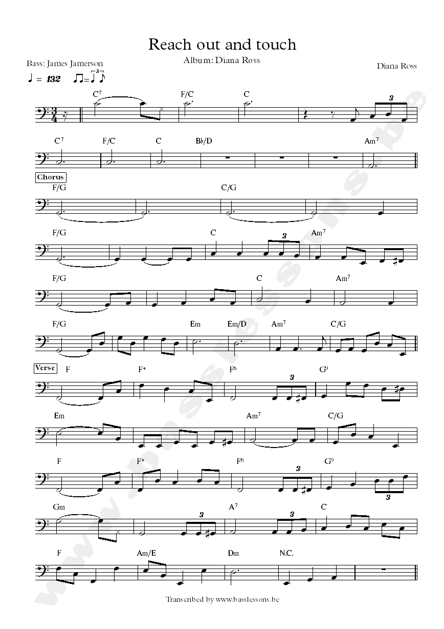 Diana ross reach out and touch james jamerson Transcription