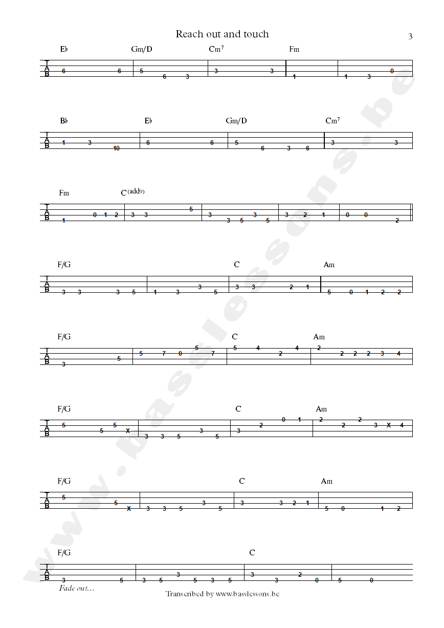 Diana ross reach out and touch james jamerson Tab part 3