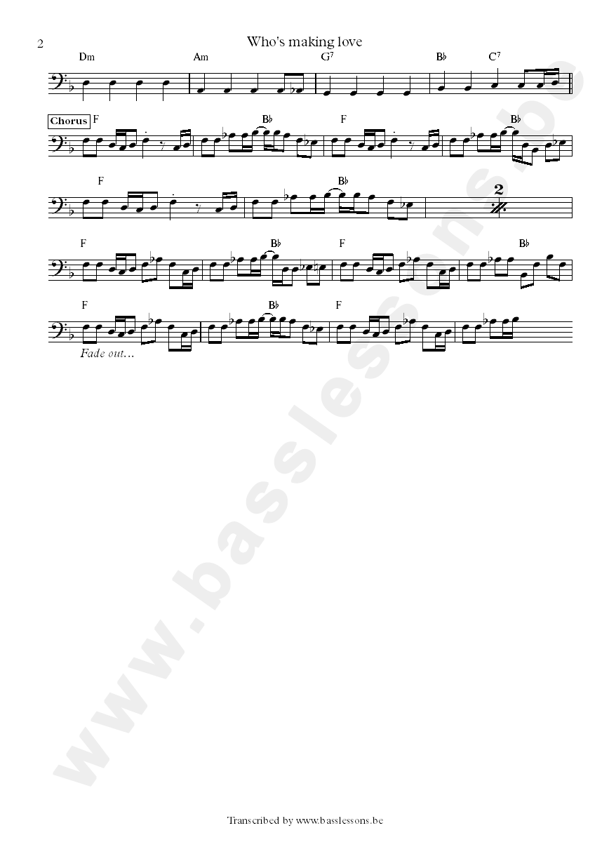 whos making love bass transcription