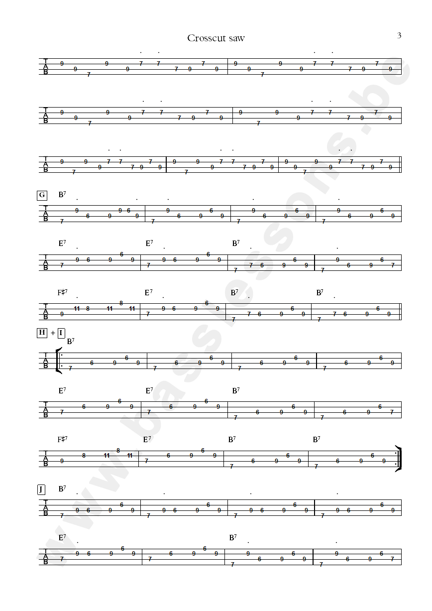 albert king crosscut saw bass tab part 3