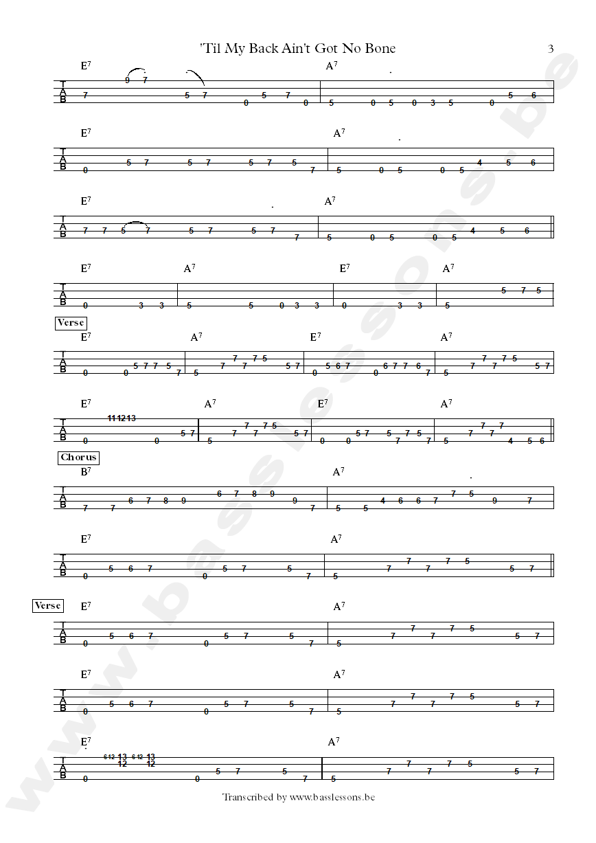 Albert king til my back ain't got no bone bass tab part 3