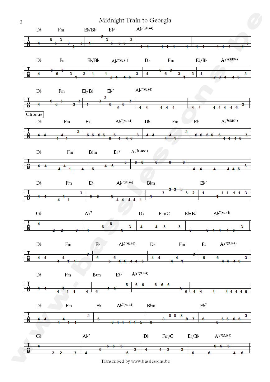 midnight train to georgia bass tab part 2