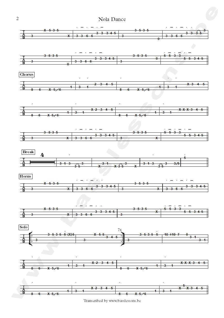 Malted milk nola dance bass tab part 2
