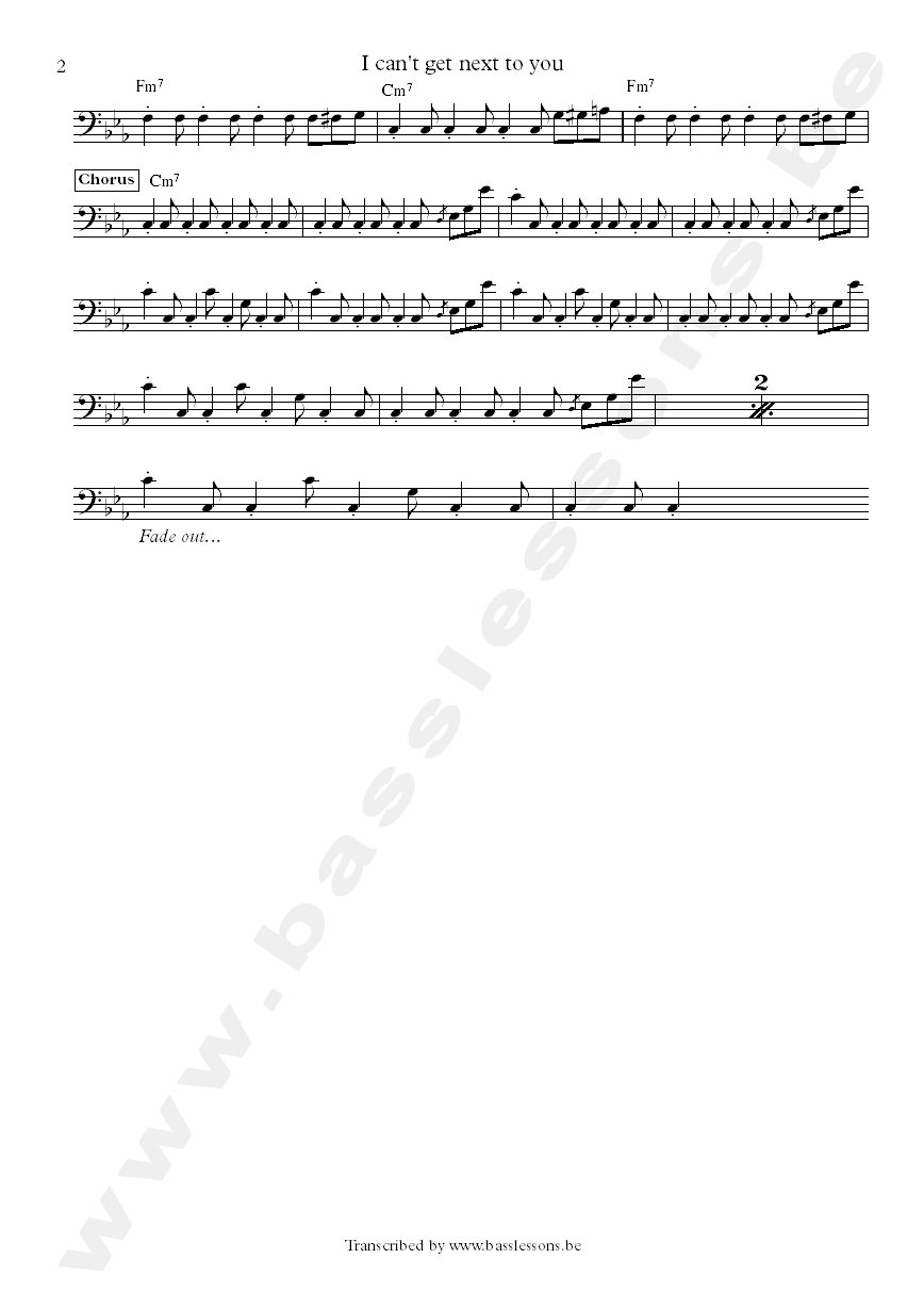 al green i cant get next to you bass transcription part 2