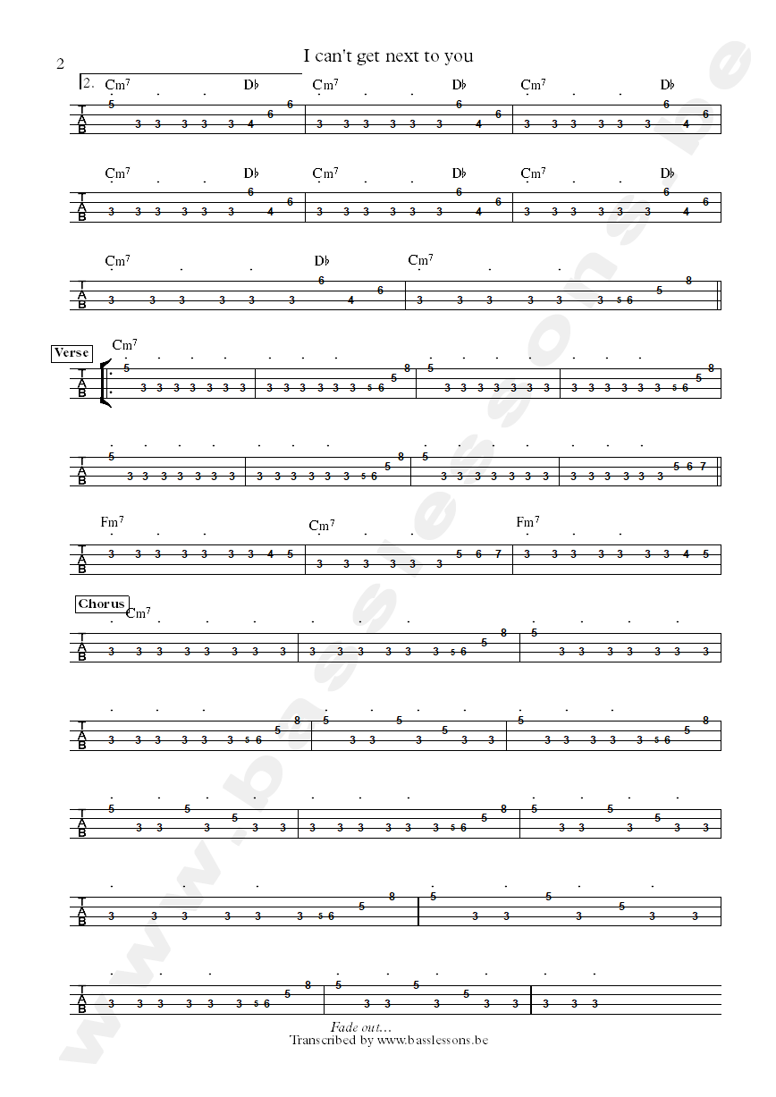 al green i cant get next to you bass tab part 2
