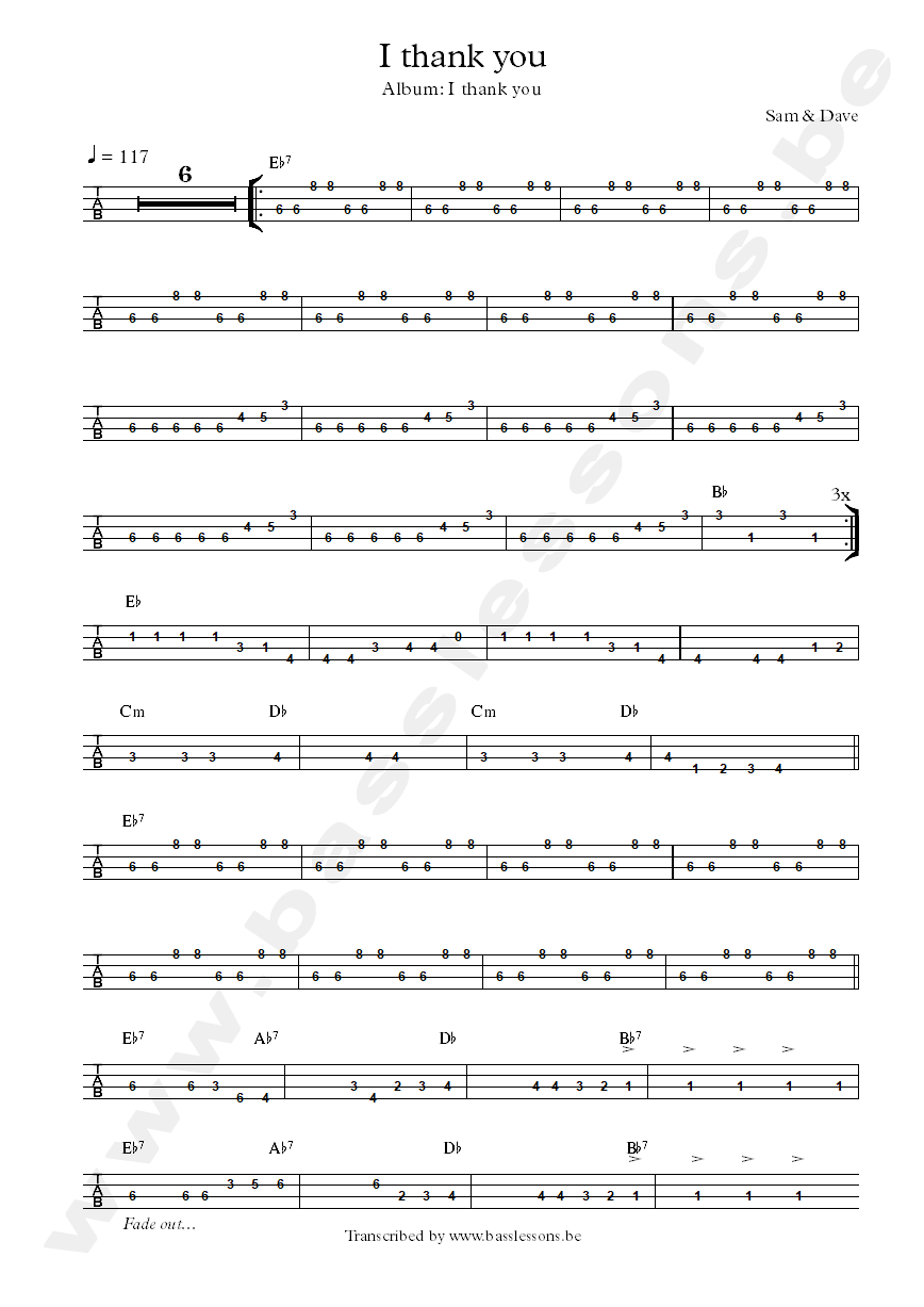 sam and dave i thank you bass tab