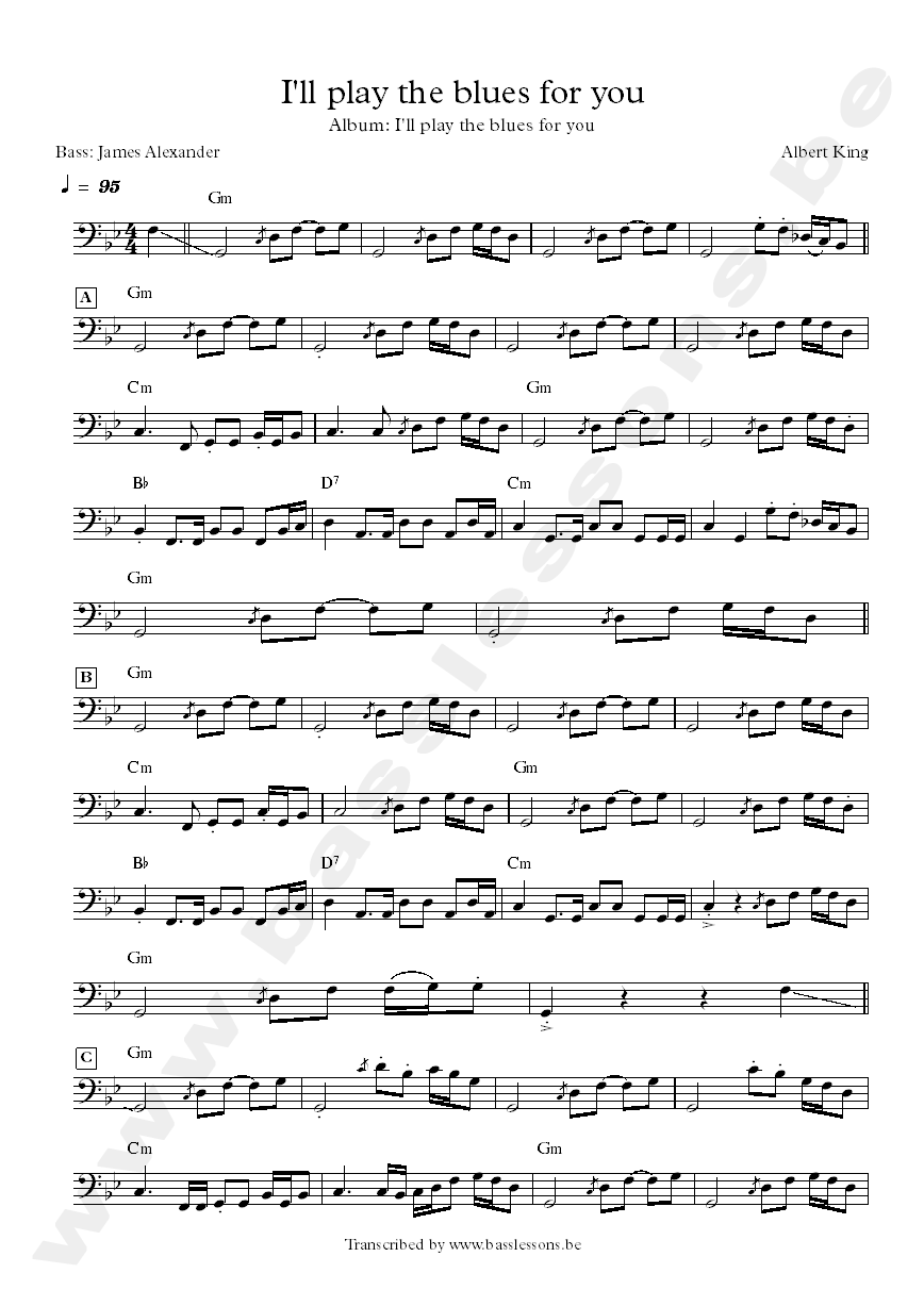 albert king ill play the blues for you bass transcription
