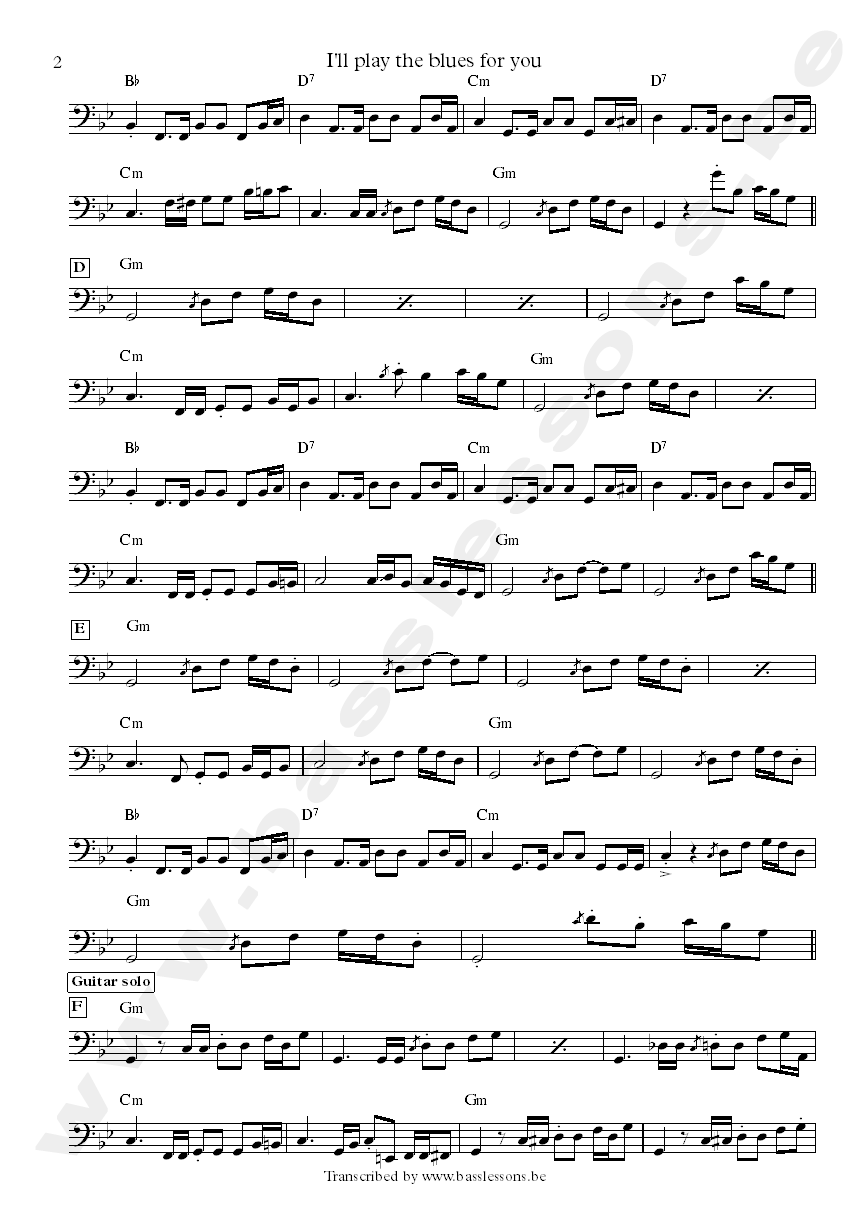 albert king ill play the blues for you bass transcription part 2