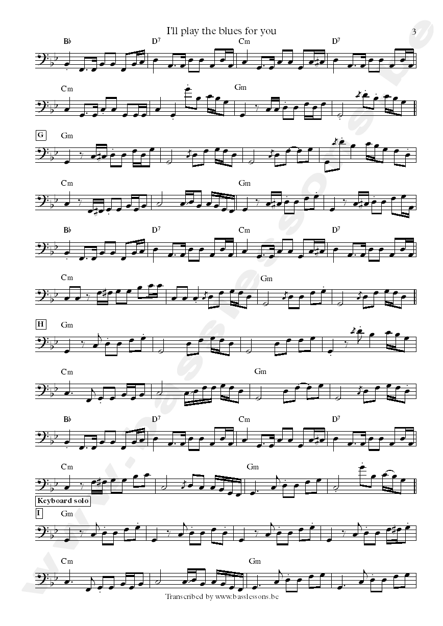 albert king ill play the blues for you bass transcription part 3