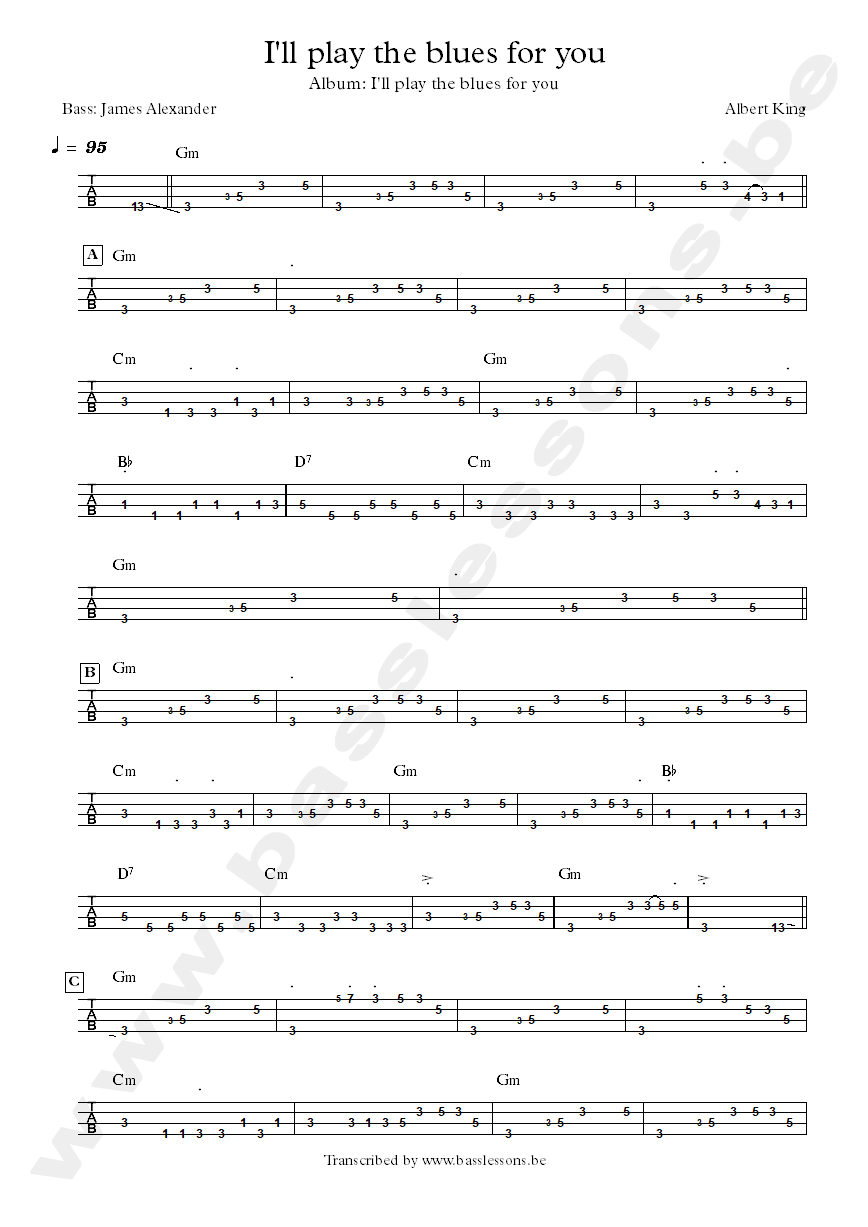 albert king ill play the blues for you bass tab