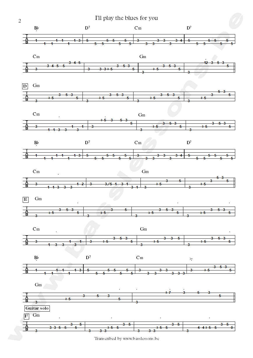 albert king ill play the blues for you bass tab part 2