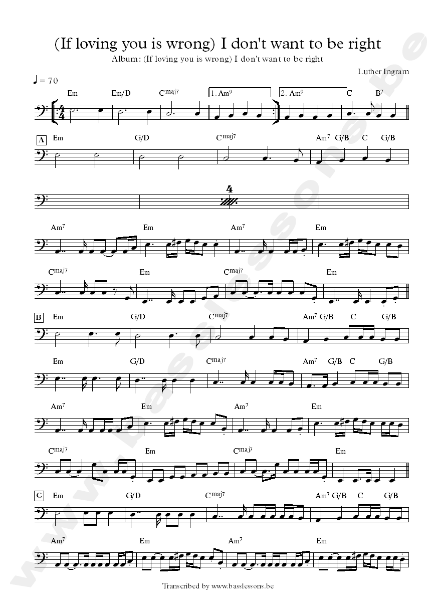 Luther ingram if loving you is wrong bass transcription