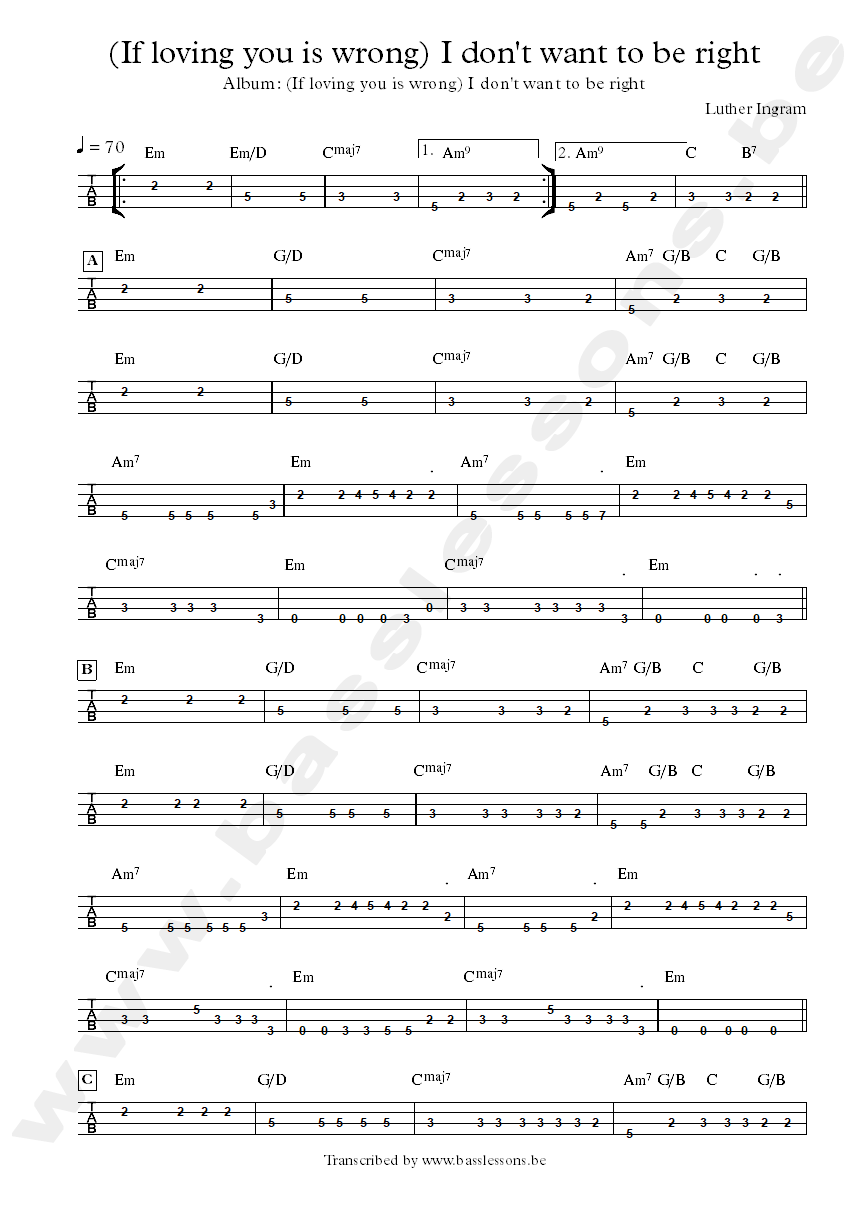 Luther ingram if loving you is wrong bass tab