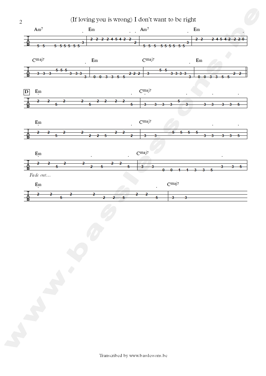 Luther ingram if loving you is wrong bass tab part 2