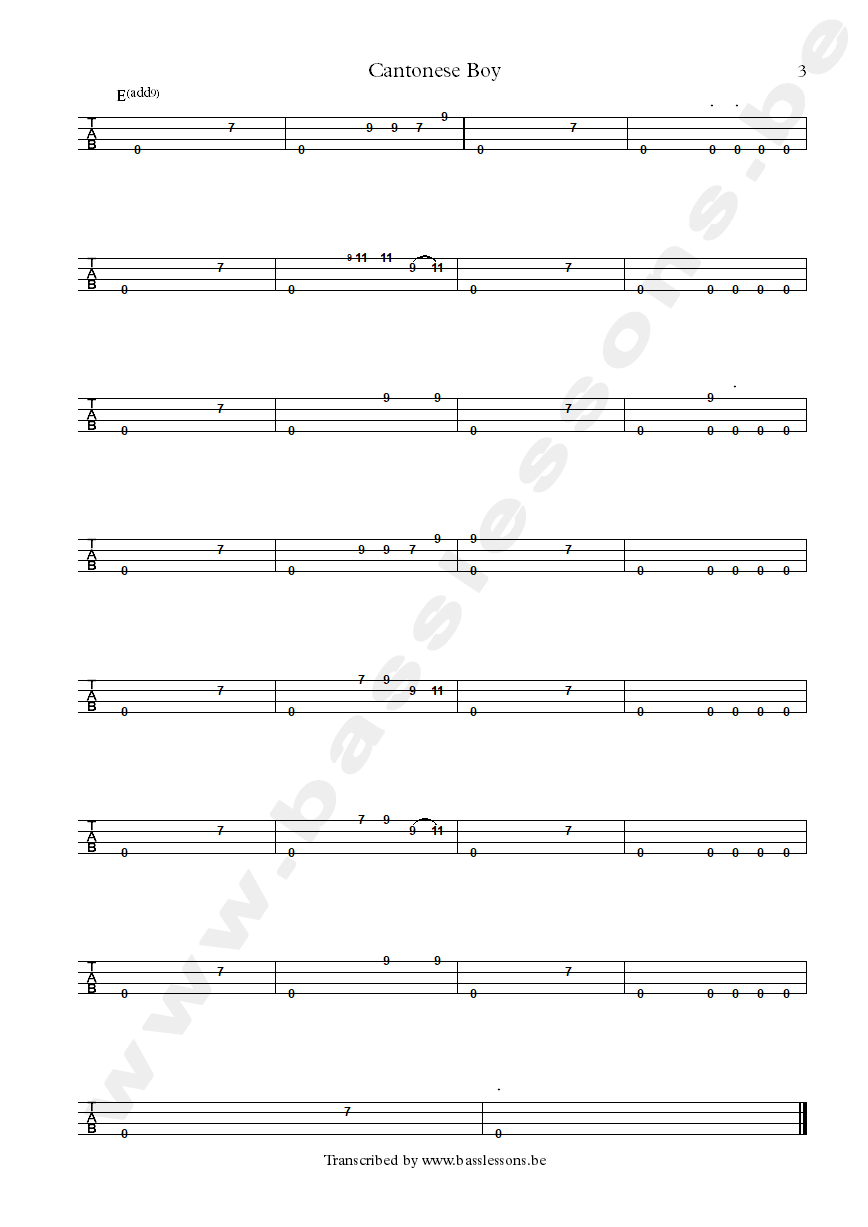 Japan cantonese boy mick karn bass tab part 3