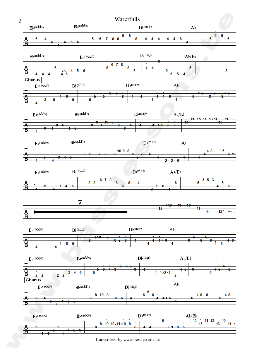 tlc wetrfalls bass tab part 2