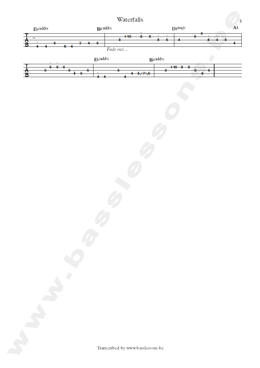 tlc wetrfalls bass tab part 3