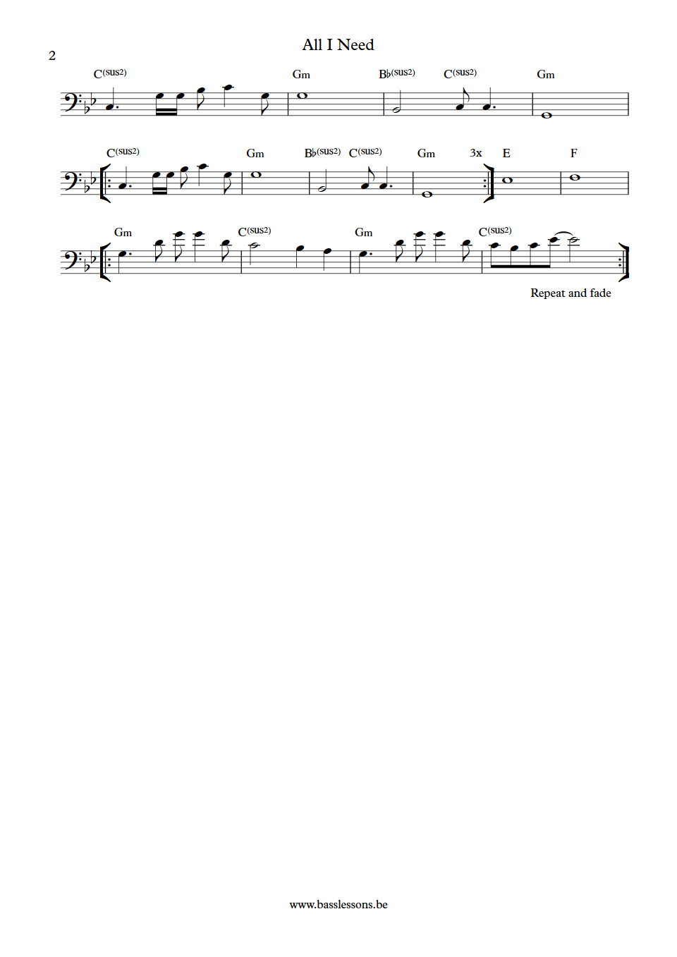 Air all i need bass transcription part 2